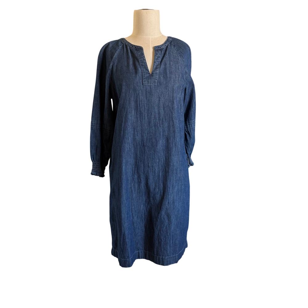 Talbots Denim Shift Dress Knee Length Summer Coastal Classic Womens Size 10